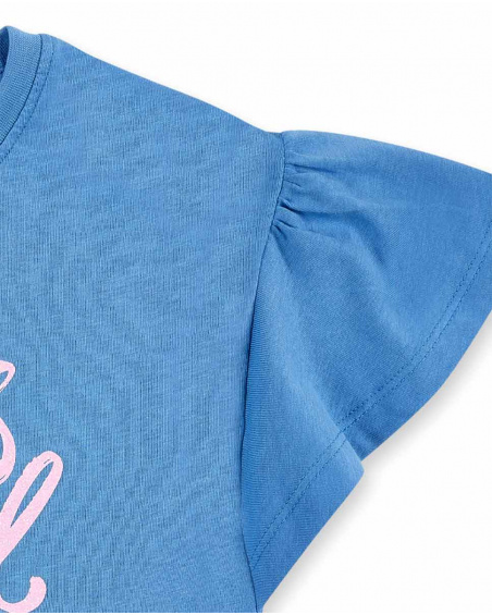 T-shirt fille bleu en maille Collection Carnet De Voyage T-shirt fille bleu en maille Collection Carnet De Voyage