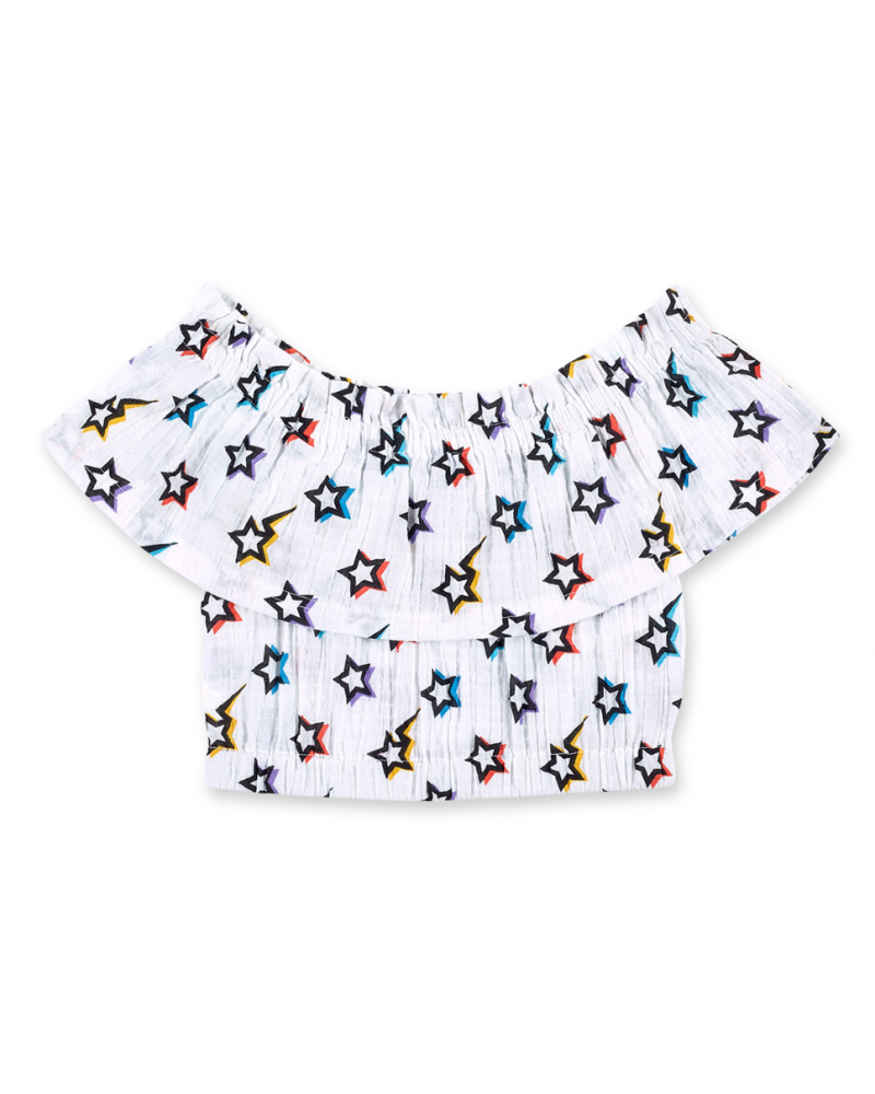 Top en maille blanc fille Collection Summer Vibes
