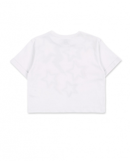 T-shirt fille en maille blanc Collection Summer Vibes