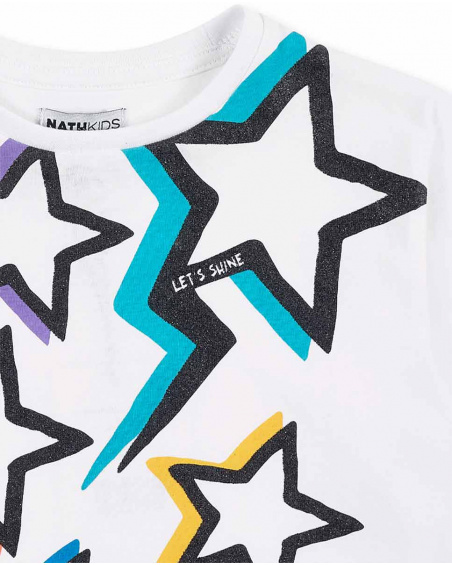 T-shirt fille en maille blanc Collection Summer Vibes