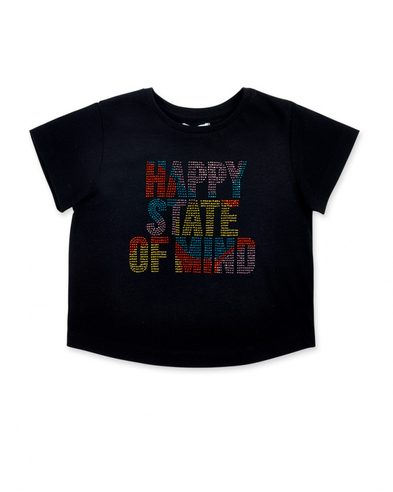 T-shirt fille en maille noir Collection Summer Vibes