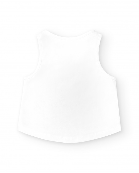 Débardeur fille en maille blanche Collection Summer Vibes