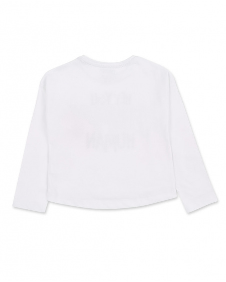 T-shirt long en maille blanc fille Collection Summer Vibes