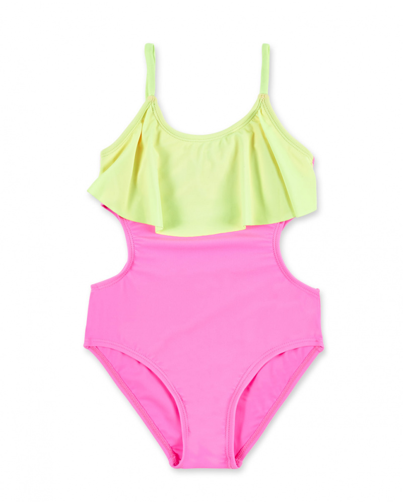 Maillot de bain fille vert fuchsia Collection Neon Jungle