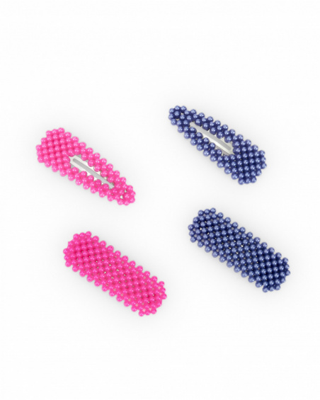 Lot de 4 pinces ménine bleues et roses collection Acid Bloom Lot de 4 pinces ménine bleues et roses collection Acid Bloom