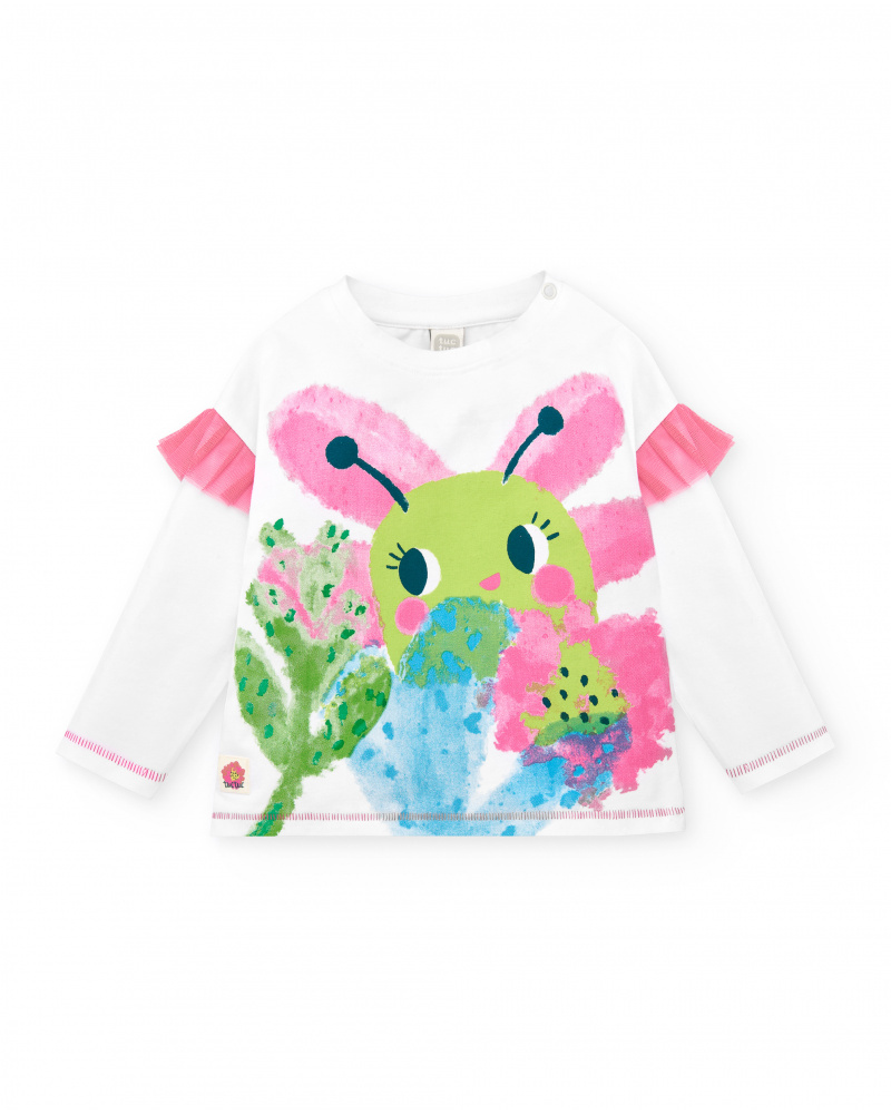 T-shirt compressé par malha blanca pour menina Tropadelic