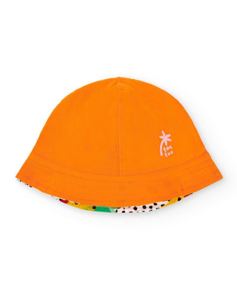 Chapeau malha réversible rose et orange fille Banana Records