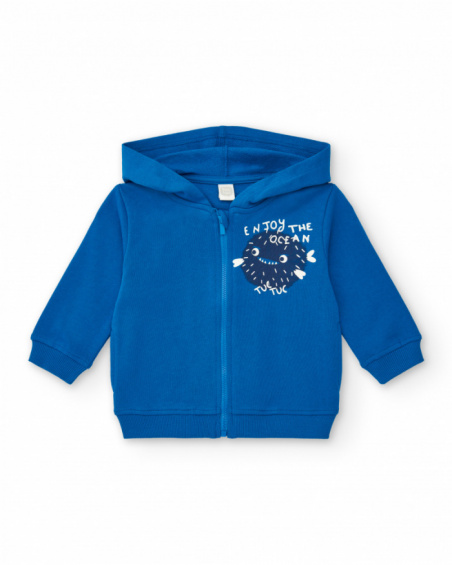 Sudadera felpa para niño con capucha en azul colección Ocean Wonders Sudadera felpa para niño con capucha en azul colección Ocean Wonders