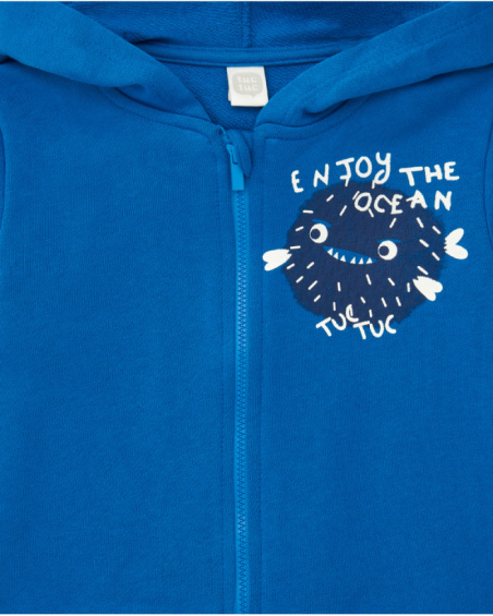 Sudadera felpa para niño con capucha en azul colección Ocean Wonders Sudadera felpa para niño con capucha en azul colección Ocean Wonders