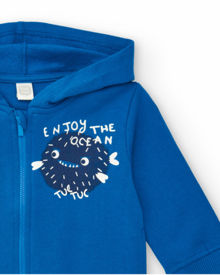 Sudadera felpa para niño con capucha en azul colección Ocean Wonders Sudadera felpa para niño con capucha en azul colección Ocean Wonders