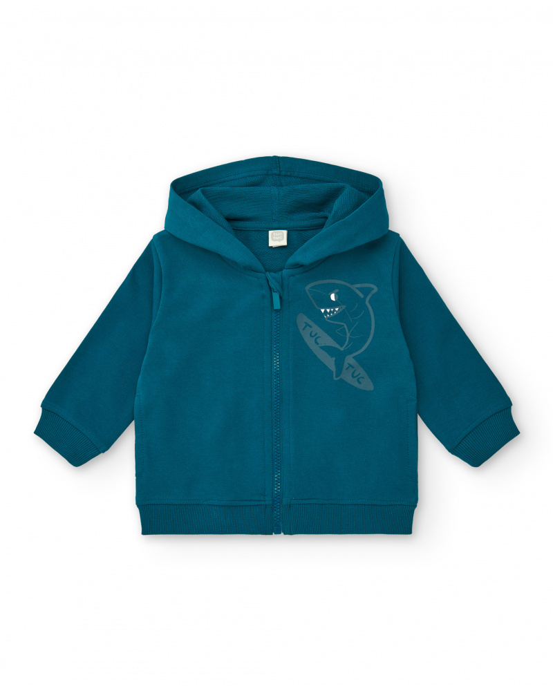 Sudadera felpa para niño con capucha en verde colección Laguna Beach