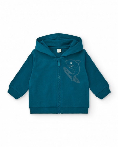 Sudadera felpa para niño con capucha en verde colección Laguna Beach