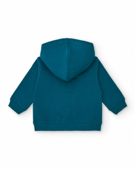 Sudadera felpa para niño con capucha en verde colección Laguna Beach
