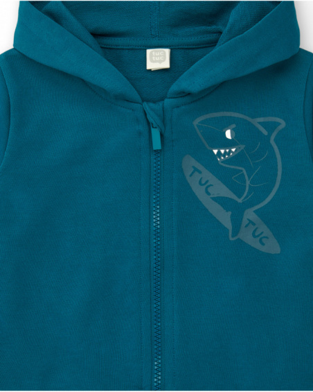 Sudadera felpa para niño con capucha en verde colección Laguna Beach
