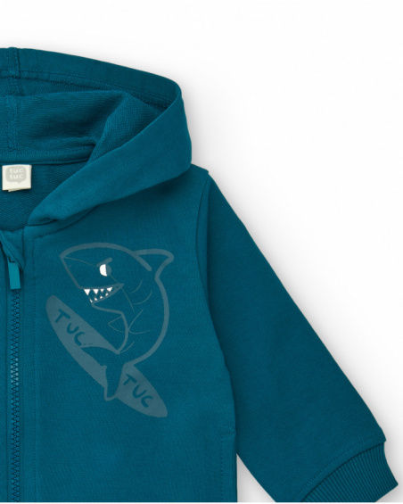 Sudadera felpa para niño con capucha en verde colección Laguna Beach
