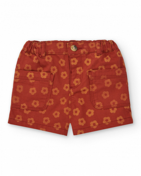 Short de niña en rojo con estampado floral colección Music Up