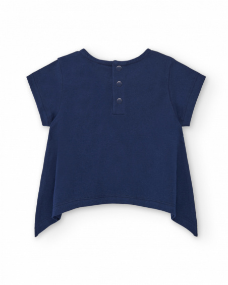 Camiseta de niña en azul marino con diseño de fruta cantante