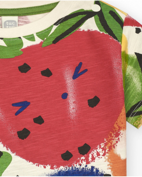 Camiseta de niño en colores vibrantes con estampado de frutas