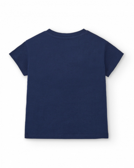 Camiseta de niño en azul marino con estampado de frutas