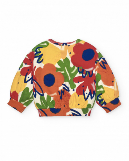 Sudadera de niña en multicolor con estampado floral colección