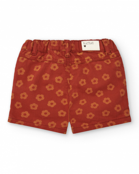 Short de niña en rojo con estampado floral colección Music Up