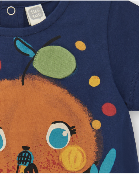 Camiseta de niña en azul marino con diseño de fruta cantante