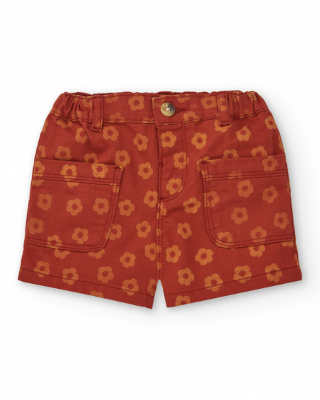 Short de niña en rojo con estampado floral colección Music Up