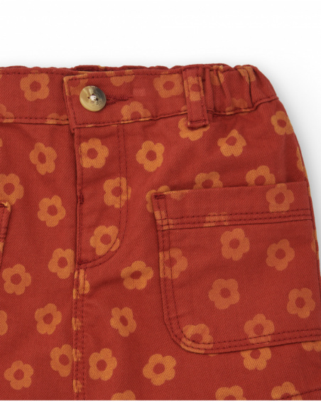 Short de niña en rojo con estampado floral colección Music Up