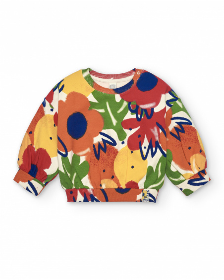 Sweat multicolore pour fille avec imprimé floral collection