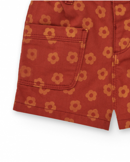 Short de niña en rojo con estampado floral colección Music Up