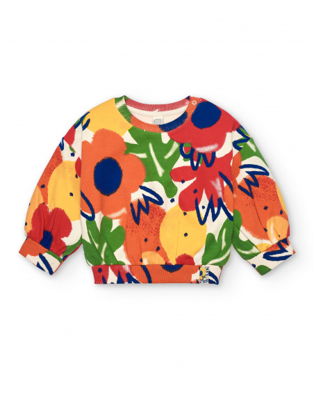 Sweat multicolore pour fille avec imprimé floral collection