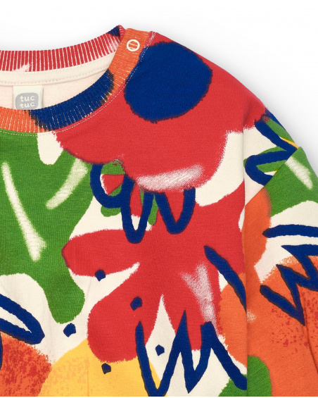 Sweat multicolore pour fille avec imprimé floral collection