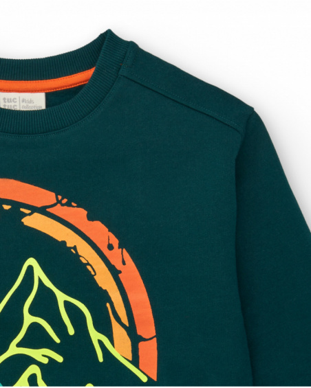 Sweat garçon vert imprimé montagne de la collection Soulvivor