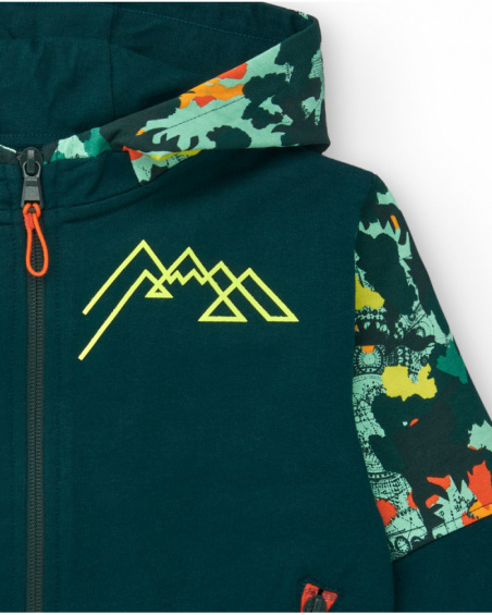 Sweat à capuche garçon vert détails camouflage collection Soulvivor