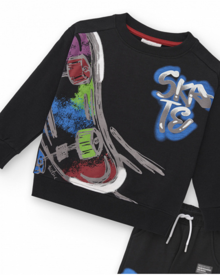 Ensemble sweat et pantalon noir garçon imprimé skater collection Skater Life