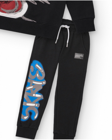 Ensemble sweat et pantalon noir garçon imprimé skater collection Skater Life