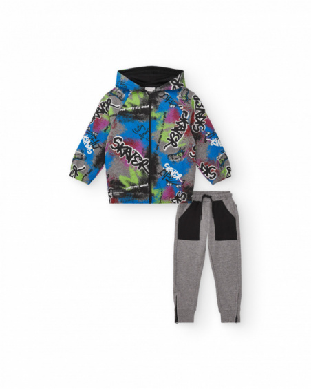 Ensemble veste et pantalon long garçon imprimé skater et poches contrastées collection Skater Life