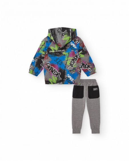 Ensemble veste et pantalon long garçon imprimé skater et poches contrastées collection Skater Life