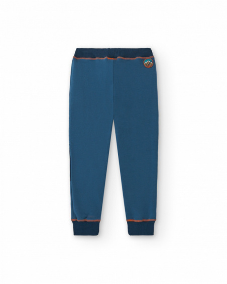 Pantalon peluche pour garçon bleu avec détails orange collection Icebreaker