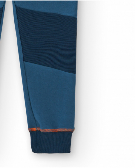 Pantalon peluche pour garçon bleu avec détails orange collection Icebreaker