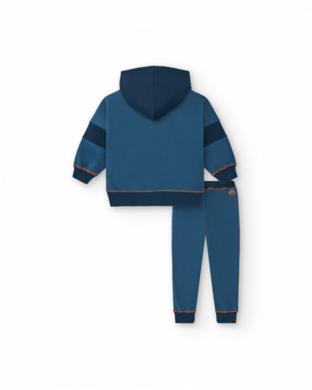 Ensemble veste et pantalon peluche garçon bleu avec détails orange collection Icebreaker