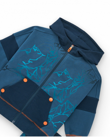 Ensemble veste et pantalon peluche garçon bleu avec détails orange collection Icebreaker