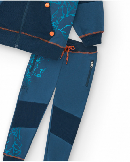 Ensemble veste et pantalon peluche garçon bleu avec détails orange collection Icebreaker