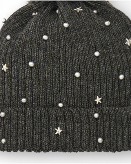 Bonnet et écharpe gris avec détails étoiles pour fille