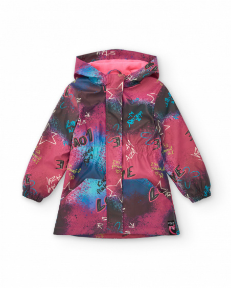 Imperméable rose à imprimé graffiti pour fille collection Crazy