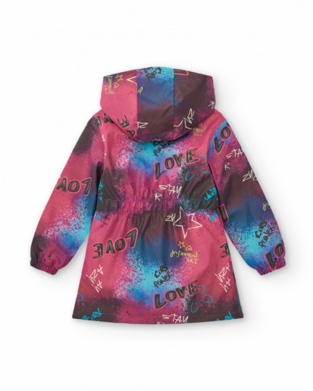 Imperméable rose à imprimé graffiti pour fille collection Crazy