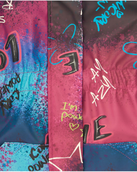 Imperméable rose à imprimé graffiti pour fille collection Crazy