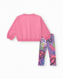 Ensemble sweat rose et legging imprimé fille collection Crazy