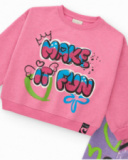Ensemble sweat rose et legging imprimé fille collection Crazy