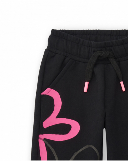 Pantalon jogger noir avec imprimé fille collection Crazy